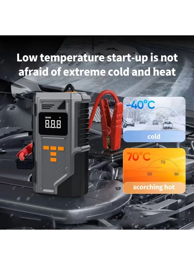 Gray 9 in 1 Car Jump Starter with Air Compressor 2000mAh Battery USB C Fast Charging - Image 3