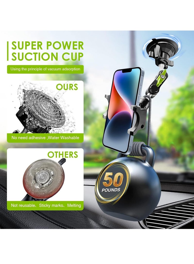 Suction Cup Car Phone Holder Mount – 360° Rotating, Universal Ball Head Arm, Multifunctional Adjustable for Car Window & Windshield, Compatible with iPhone & Samsung  - Image 5