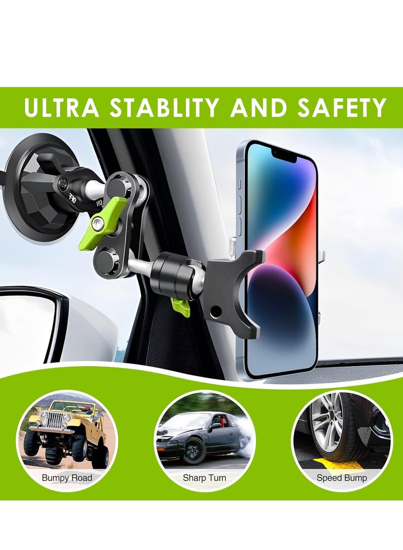 Suction Cup Car Phone Holder Mount – 360° Rotating, Universal Ball Head Arm, Multifunctional Adjustable for Car Window & Windshield, Compatible with iPhone & Samsung  - Image 2