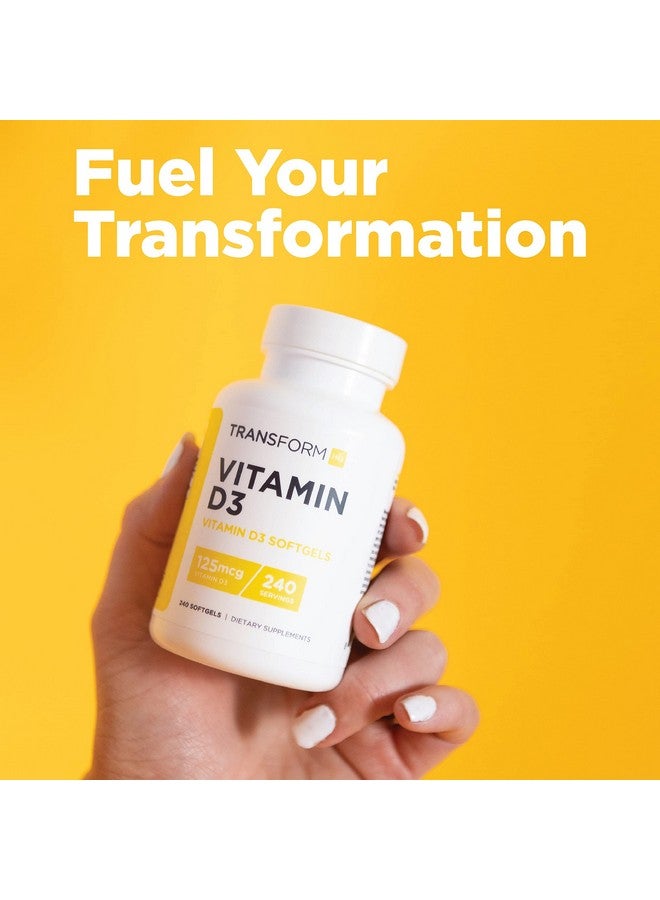 TransformHQ Vitamin D3 5000 IU (125mcg) 240 Softgels - Vitamin D Supplement, Gluten Free, Non-GMO - Image 3