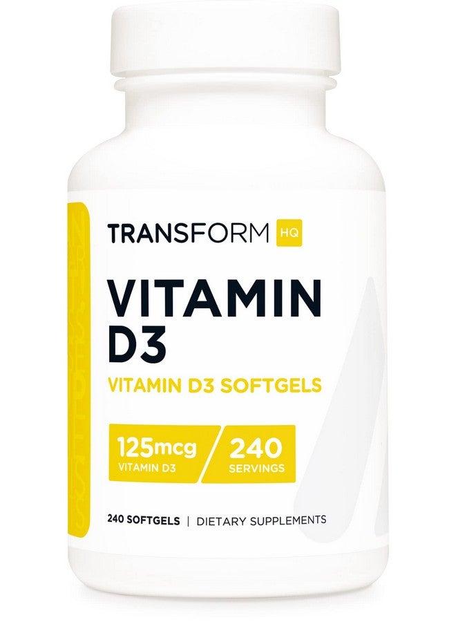 TransformHQ Vitamin D3 5000 IU (125mcg) 240 Softgels - Vitamin D Supplement, Gluten Free, Non-GMO - Image 1