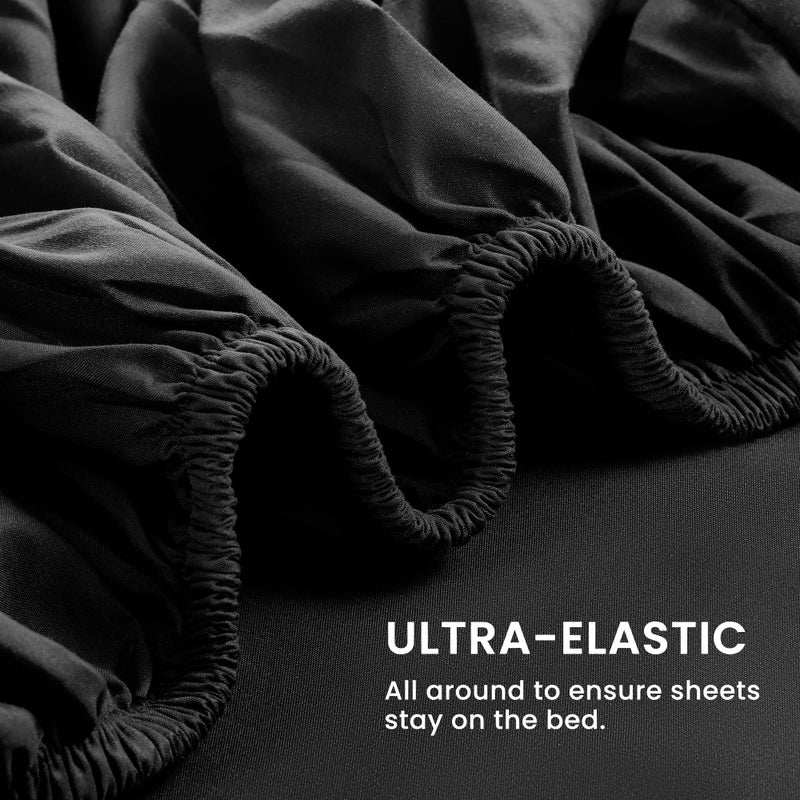 SLEEP ZONE Nanotex Super Soft Cooling Twin Bed Sheets Set for Kids 3 Piece - Easy Care Fitted Flat Sheet & Pillowcase Sets - Wrinkle Free  Fade Resistant  Deep Pocket 16"" (Black  Twin) - Image 3