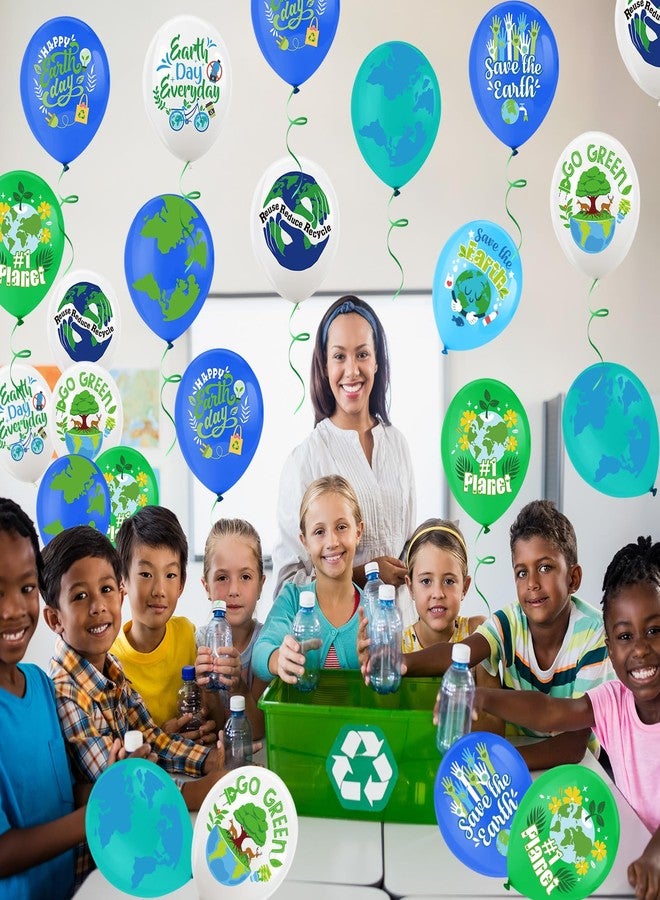 HOWAF 36pcs Happy Earth Day Balloons, Blue Green Earth Party Decorations Latex Balloon Earth Day Party Supplies Balloons for Environmental Protection Activities Decoration, Save Earth Balloon - Image 5