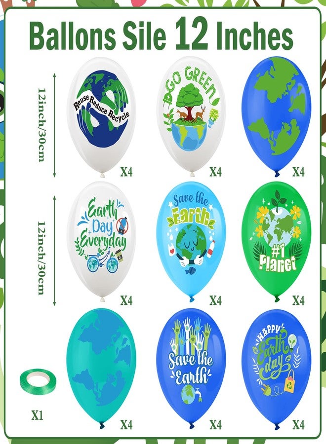 HOWAF 36pcs Happy Earth Day Balloons, Blue Green Earth Party Decorations Latex Balloon Earth Day Party Supplies Balloons for Environmental Protection Activities Decoration, Save Earth Balloon - Image 2