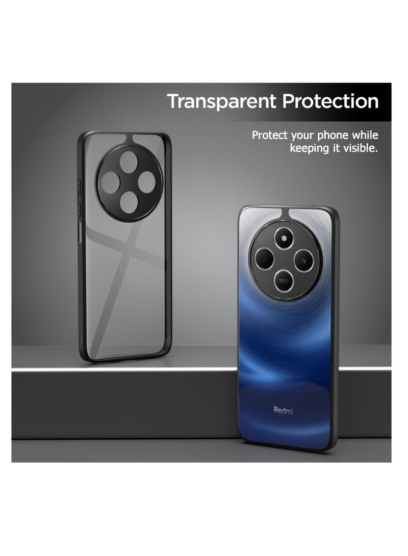 Compatible with Xiaomi Redmi 14C 4G/Poco C75 Case Transparent Grade Shockproof Anti-Yellowing, Slim Protective Phone Case Full Bumper Cover With Camera Lens Protective - Black - Image 2
