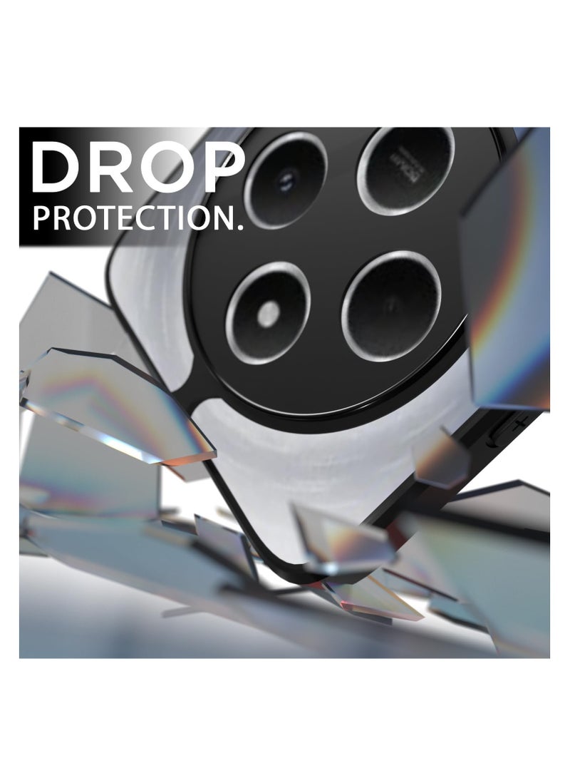 Compatible with Xiaomi Redmi 14C 4G/Poco C75 Case Transparent Grade Shockproof Anti-Yellowing, Slim Protective Phone Case Full Bumper Cover With Camera Lens Protective - Black - Image 3