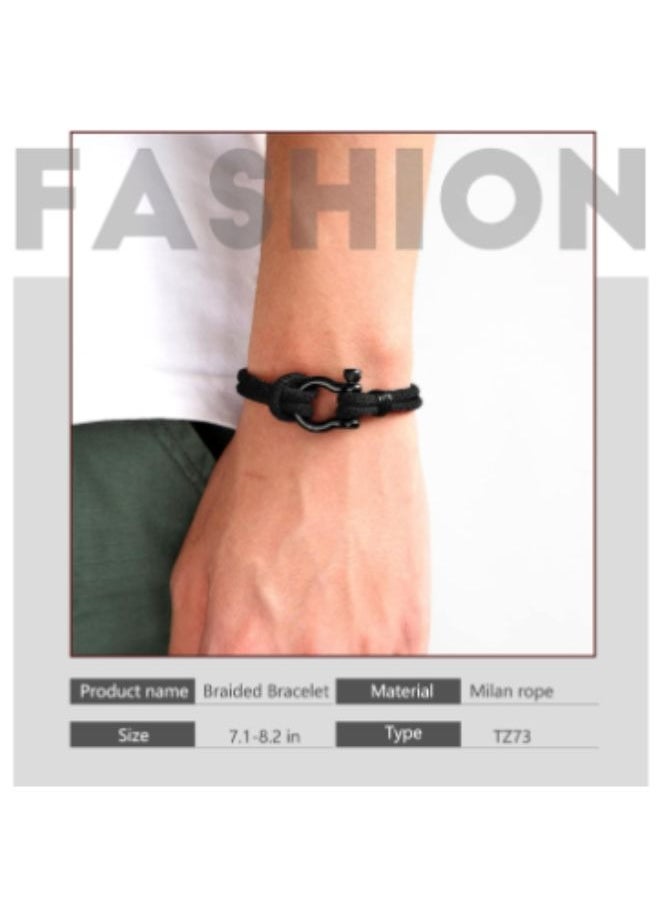 Bracelets - High quality fashion braided rope bracelet black handmade bracelets for men, fashion jewelry for men and women - Image 1