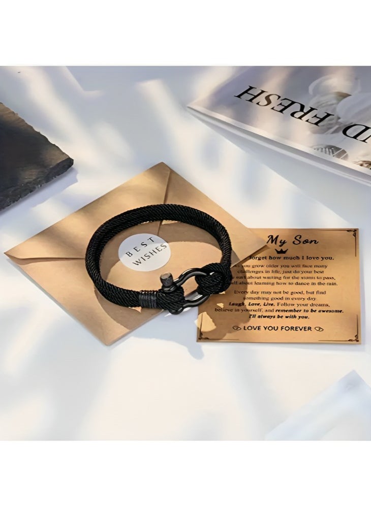 Bracelets - High quality fashion braided rope bracelet black handmade bracelets for men, fashion jewelry for men and women - Image 1