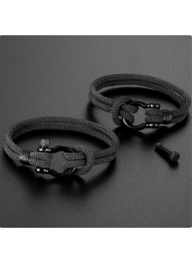Bracelets - High quality fashion braided rope bracelet black handmade bracelets for men, fashion jewelry for men and women - Image 1