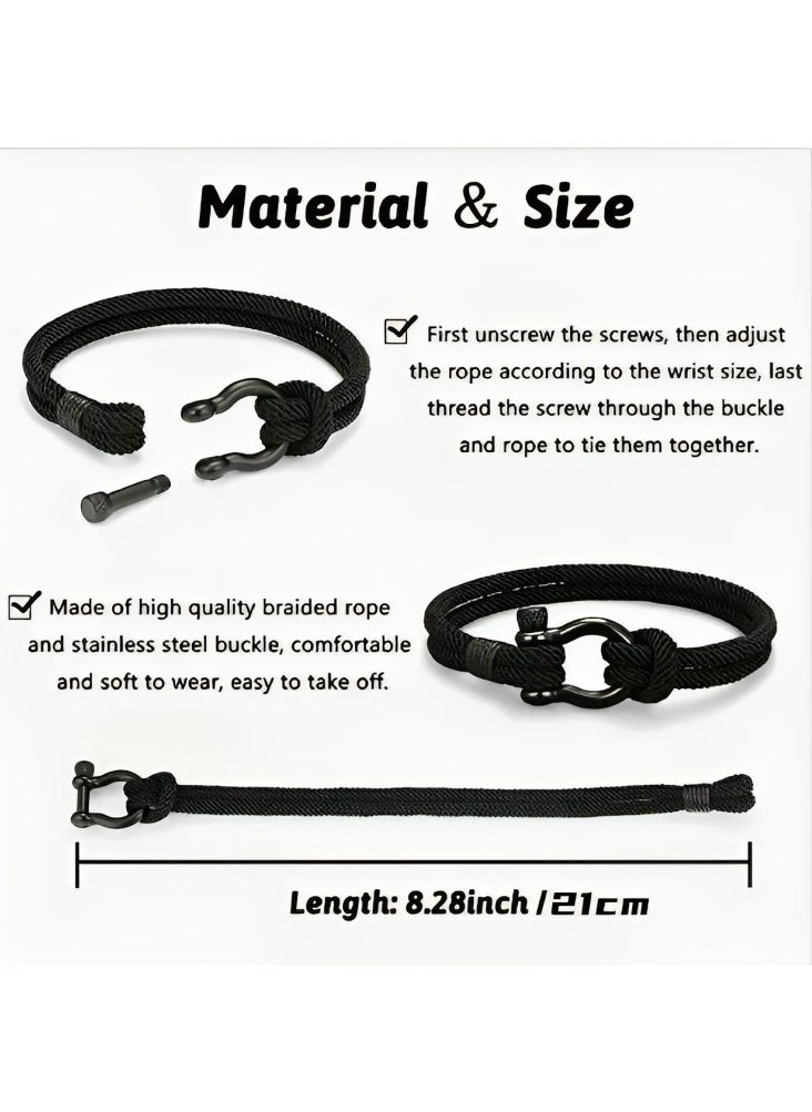 Bracelets - High quality fashion braided rope bracelet black handmade bracelets for men, fashion jewelry for men and women - Image 1