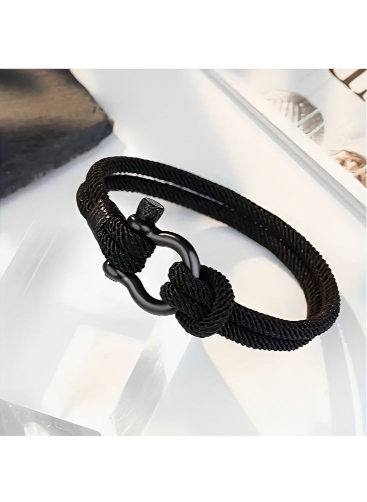 Bracelets - High quality fashion braided rope bracelet black handmade bracelets for men, fashion jewelry for men and women - Image 1