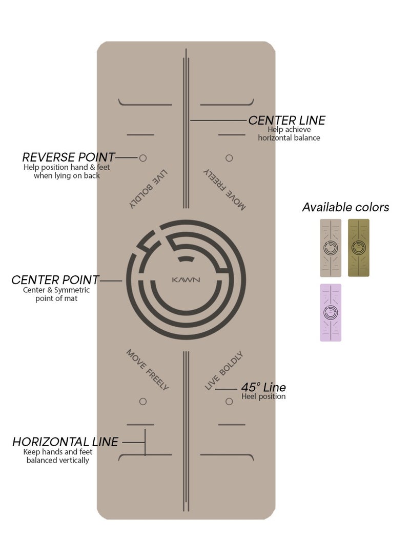 KAWN.YOGA Beige Mat. Non-Slip. Strap Included. High Performance Material Exercise Mat Ideal For Hiit, Plates, Yoga And Other Workouts - Image 2