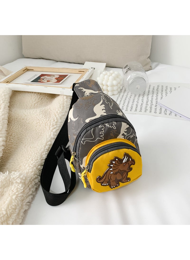 Generic Kids Dinosaur Sling Waist Bag Fashionable Chest Pouch Grey 