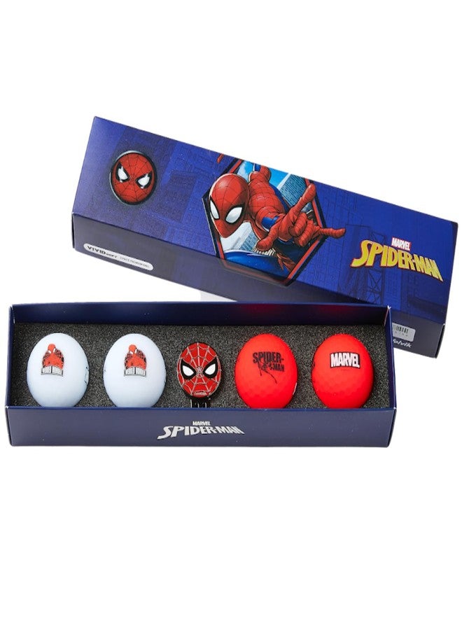 Volvik Vivid Soft Marvel Golf Ball Gift Set with Ball Marker (4 Pack) (Spider Man) - Image 1