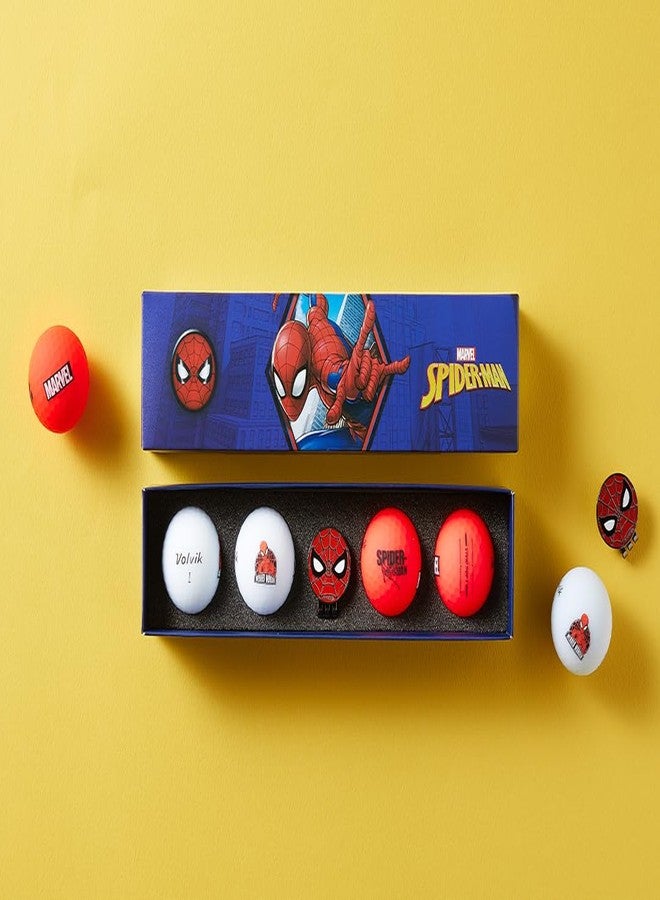 Volvik Vivid Soft Marvel Golf Ball Gift Set with Ball Marker (4 Pack) (Spider Man) - Image 2