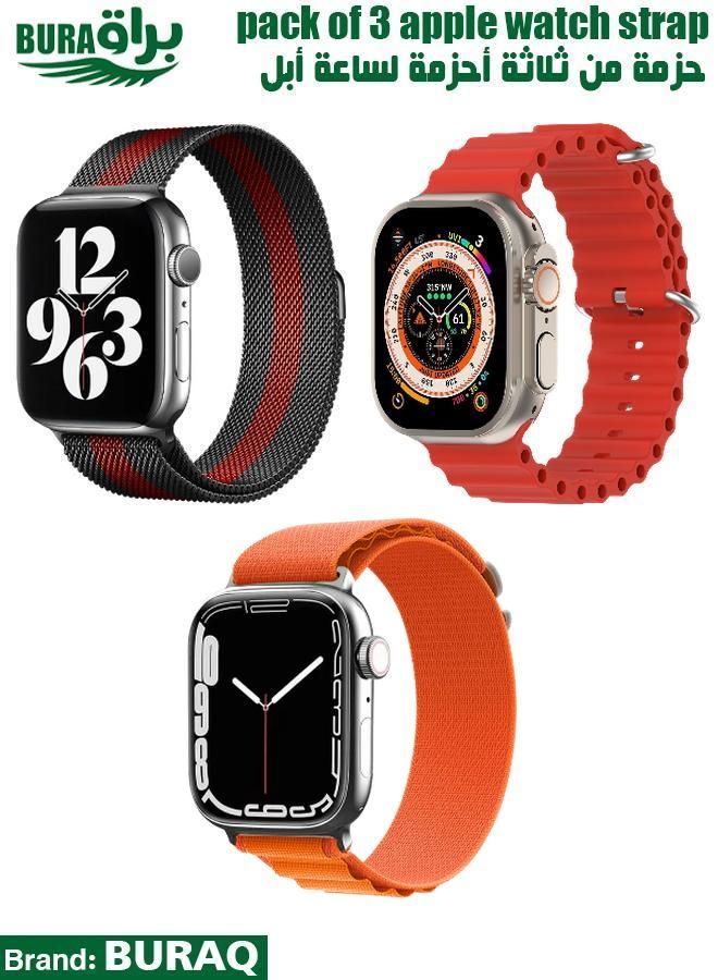 BURAQ Apple Watch Band Strap For Apple Watch Ultra 2/Ultra 49mm, Series 10 46mm, 9/8/7 45mm, SE2/SE/6/5/4 44mm, 3/2/1 42mm