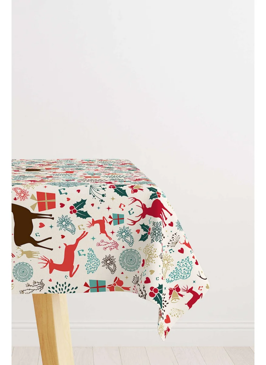 Cango Home Red Multicolored Christmas Themed Digital Printed Tablecloth CGH867-MS