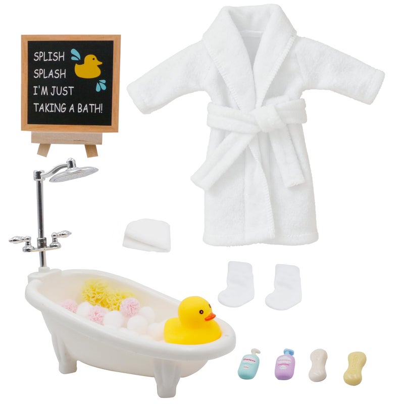 i-Beeboo Christmas Elf Doll Accessories Kit Over 10Pcs Holiday Elf Doll Bath Clothes Sets Include Bathrobe Socks Bathtub Towel for Christmas Decoration - Image 3