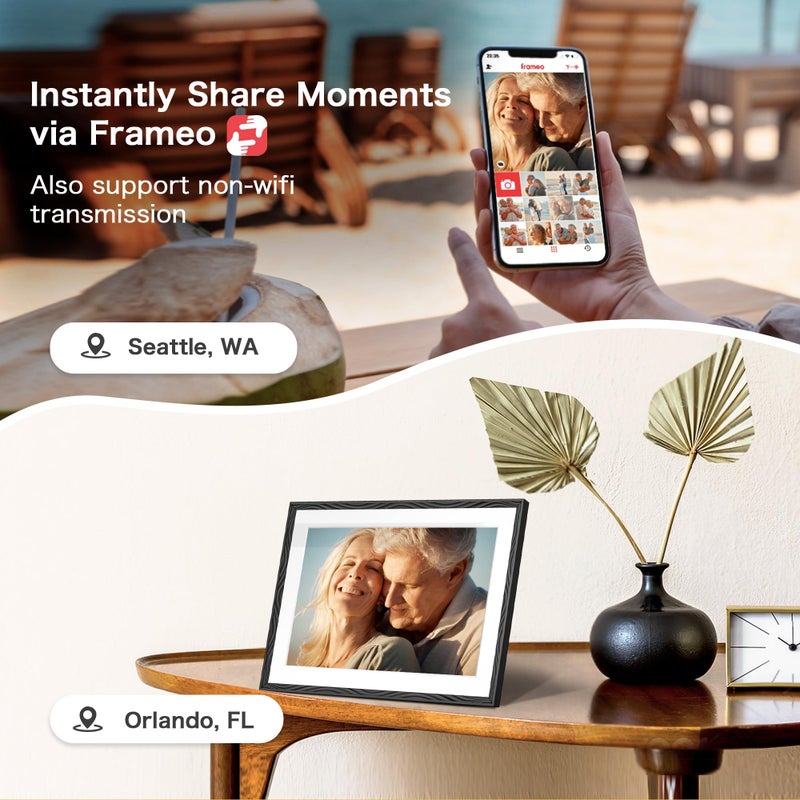 Pastigio Digital Picture Frame, 10.1'' Frameo Digital Frame Wifi, 32GB Memory, 1280*800 HD Touch Screen Digital Photo Frame, Wall Mountable, Auto-Rotate, Share Instantly, Wedding, Birthday Gifts for Women, Mom - Image 5