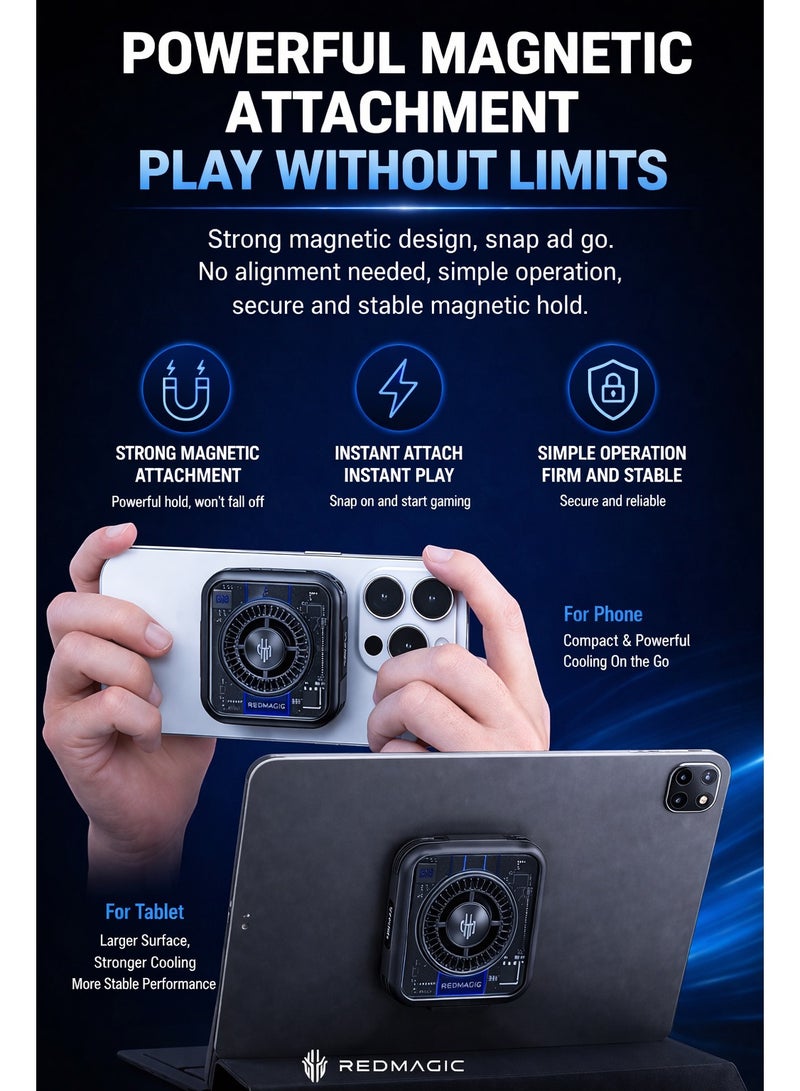 ريد ماجيك مبرد هاتف ريد ماجيك 5 – مروحة تبريد مغناطيسية بقدرة 30 واط مع مشتّت حراري شبه موصل | مناسب لهواتف أندرويد وآيفون والآيباد والأجهزة اللوحية – مثالي للألعاب والبث المباشر - Image 3