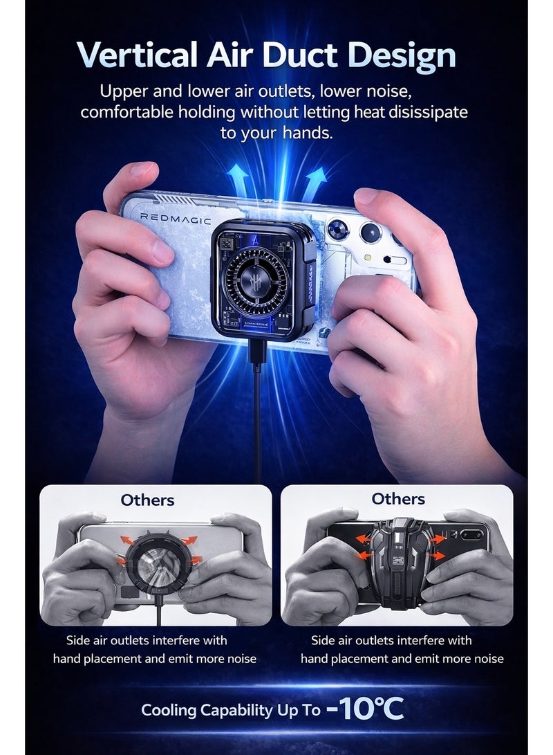 ريد ماجيك مبرد هاتف ريد ماجيك 5 – مروحة تبريد مغناطيسية بقدرة 30 واط مع مشتّت حراري شبه موصل | مناسب لهواتف أندرويد وآيفون والآيباد والأجهزة اللوحية – مثالي للألعاب والبث المباشر - Image 4