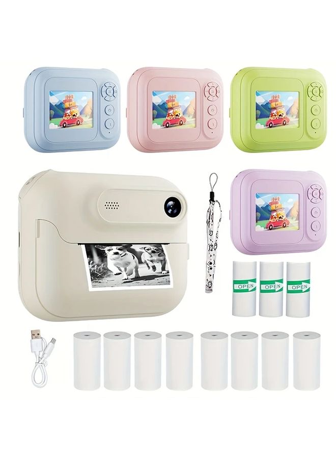 Youth Portable Photo Printer With USB Charging Multiple Shooting And Recording Modes Music Games Perfect Gift For Friends Available In 5 Colors Green Pink White Purple Blue - Image 1