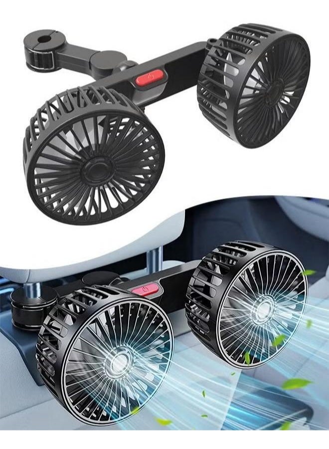Arabest Cooling Car Fan, USB Powered Automobile Cooling Fan for Car Backseat, Headrest 360 Degree Rotatable Dual Head Speed Rear Seat Air Fan 3 Speed Strong Wind Rear Seat Air Circulation Fan - Image 1