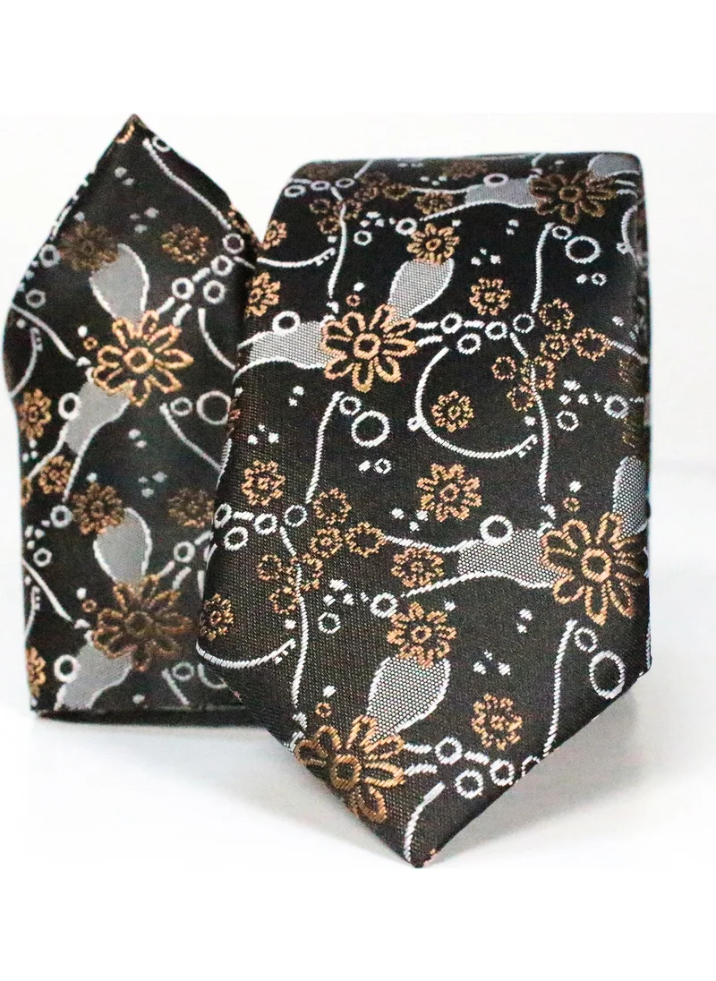 Varetta Slim Fit Shawl Pattern Black Tie