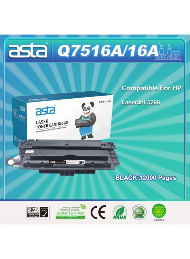 ASTA Q7516A 16A Toner Cartridge Compatible For HP LaserJet 5200 Printer Yield Up 12000 Pages Steady Print Quality Suitable For Hospitals School Office Wide Range Places - Image 1