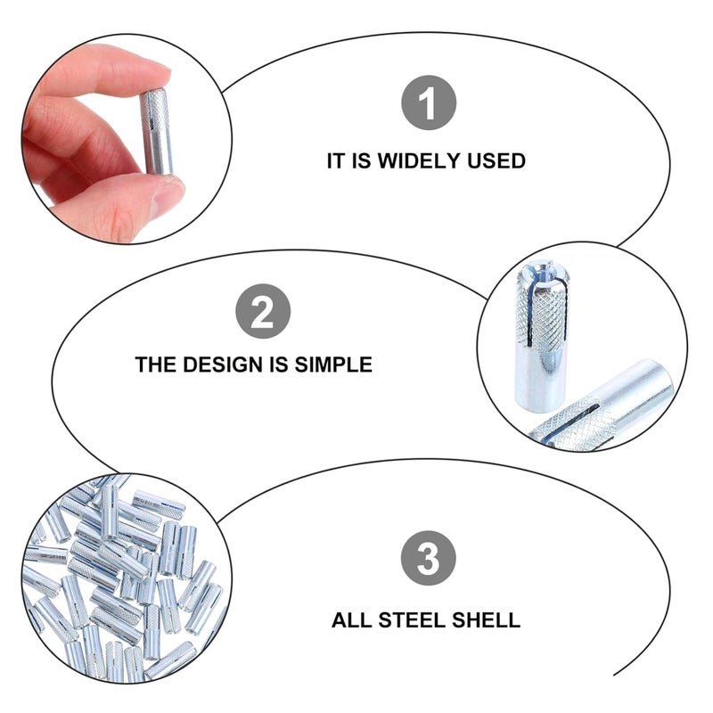 Tehaux 50pcs Carbon Steel Drop In Expansion Anchors Heavy Duty Fasteners for Concrete - Image 5