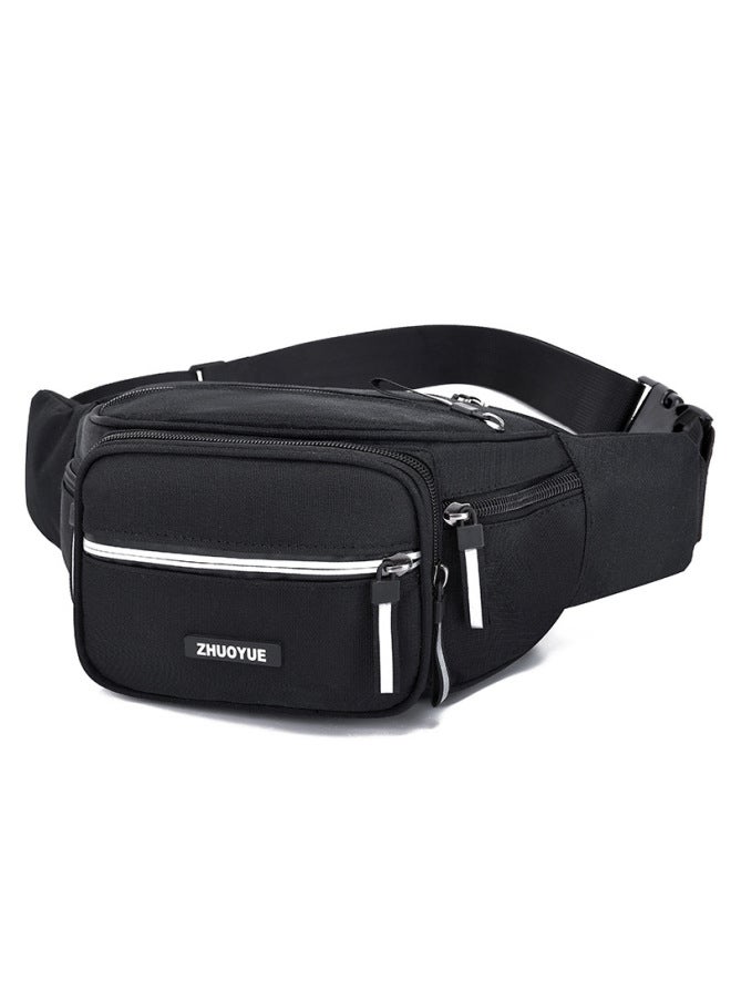 Generic Men's Large Capacity Casual Sports Travel Chest Bag Wallet Crossbody Backpack Multi-use Single Shoulder OxFord Cloth Waterproof Wear-resistant-Color:Black  - Image 4