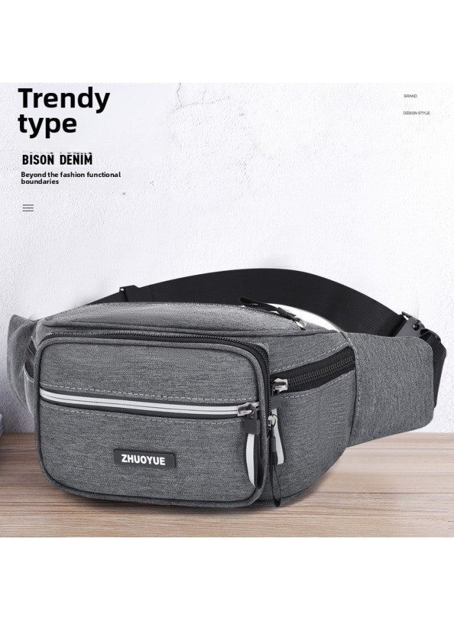 Generic Men's Large Capacity Casual Sports Travel Chest Bag Wallet Crossbody Backpack Multi-use Single Shoulder OxFord Cloth Waterproof Wear-resistant-Color:Black  - Image 3
