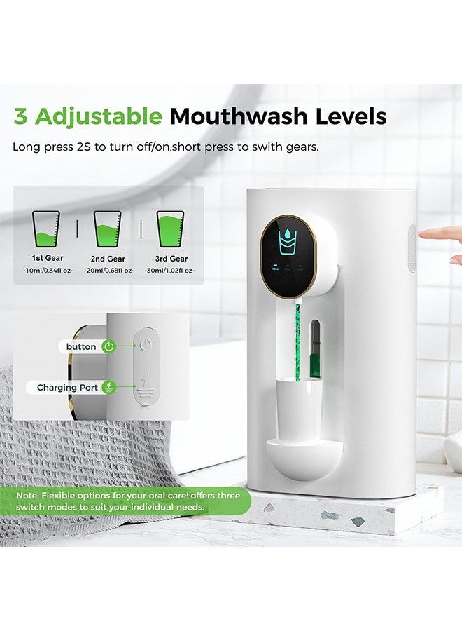 Automatic Mouthwash Dispenser,3-Stage Adjustable,USB Rechargeable,Wall-Mounted for Tabletop Use,No Drilling Required,For Restrooms/Public Places(White) - Image 4