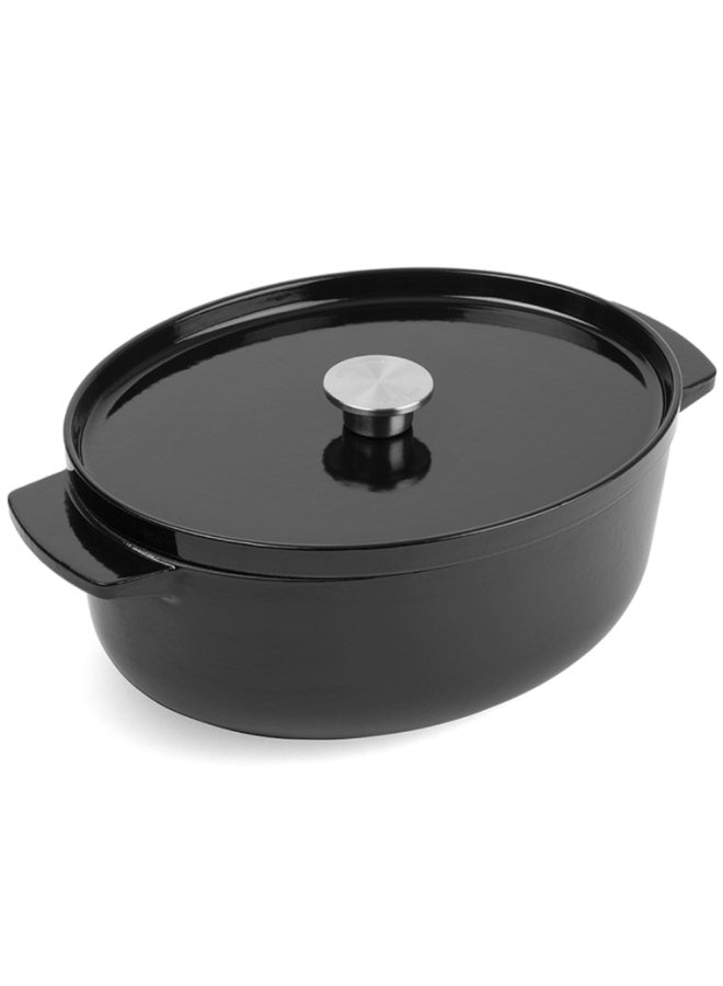 KitchenAid Cast Iron Oval Casserole with Lid Onyx Black 30cm CC006064-001 - Image 1