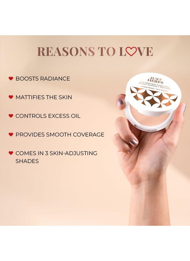 Just Herbs - Oil Control Radiance Booster Age Defying Compact Powder For Face Makeup 9G (Natural) - Image 1