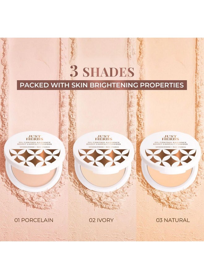 Just Herbs - Oil Control Radiance Booster Age Defying Compact Powder For Face Makeup 9G (Natural) - Image 1