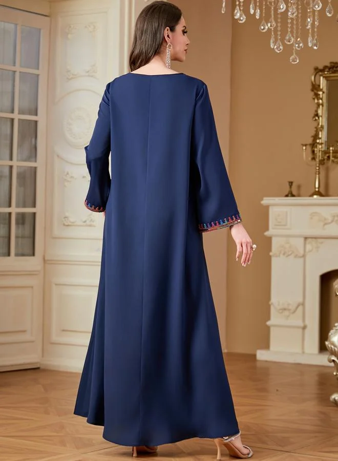 Take Two  Women Navy Sequined Panel V Neck Jalabiya for Women | Best Price UAE