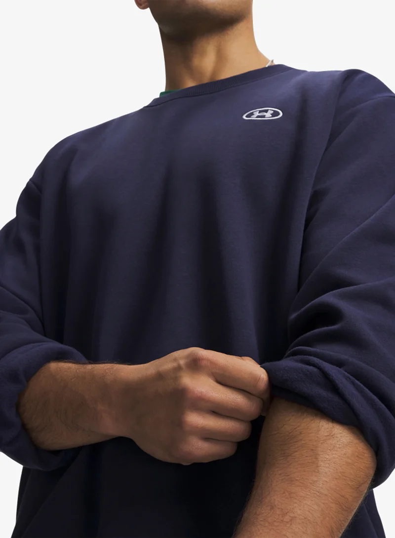 Under Armour Midnight Navy /  / White UA RIval Flc Crew for Men | Best Price UAE