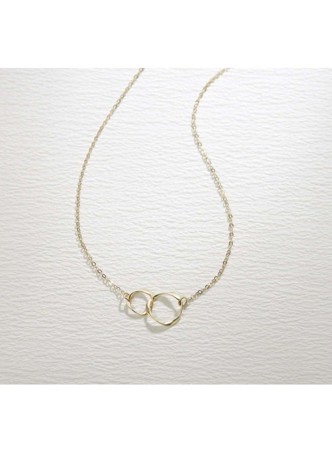 Agvana 14K Solid Real Gold Two Interlocking Infinity Eternity Circles Necklace for Women Mother Daughter Necklace Fine Jewelry Anniversary Birthday Gifts for Women Girls Mom Her, Metal - Image 5