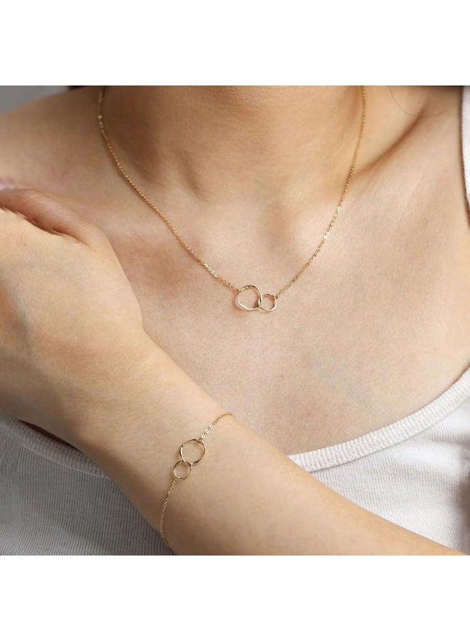 Agvana 14K Solid Real Gold Two Interlocking Infinity Eternity Circles Necklace for Women Mother Daughter Necklace Fine Jewelry Anniversary Birthday Gifts for Women Girls Mom Her, Metal - Image 3