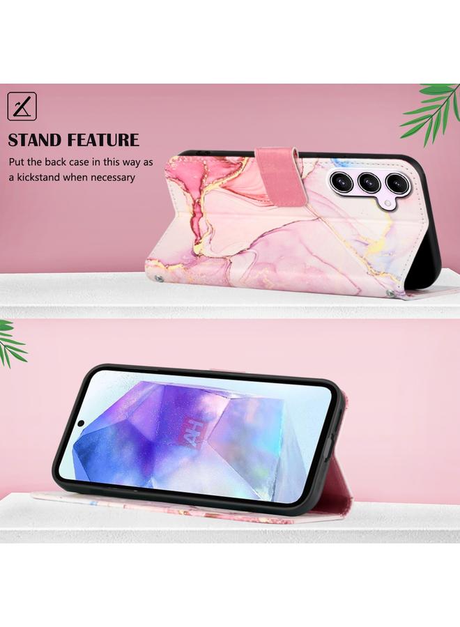 اس-توب جراب هاتف Samsung Galaxy A55 PT003 من الجلد القابل للطي بنمط رخامي - Image 4