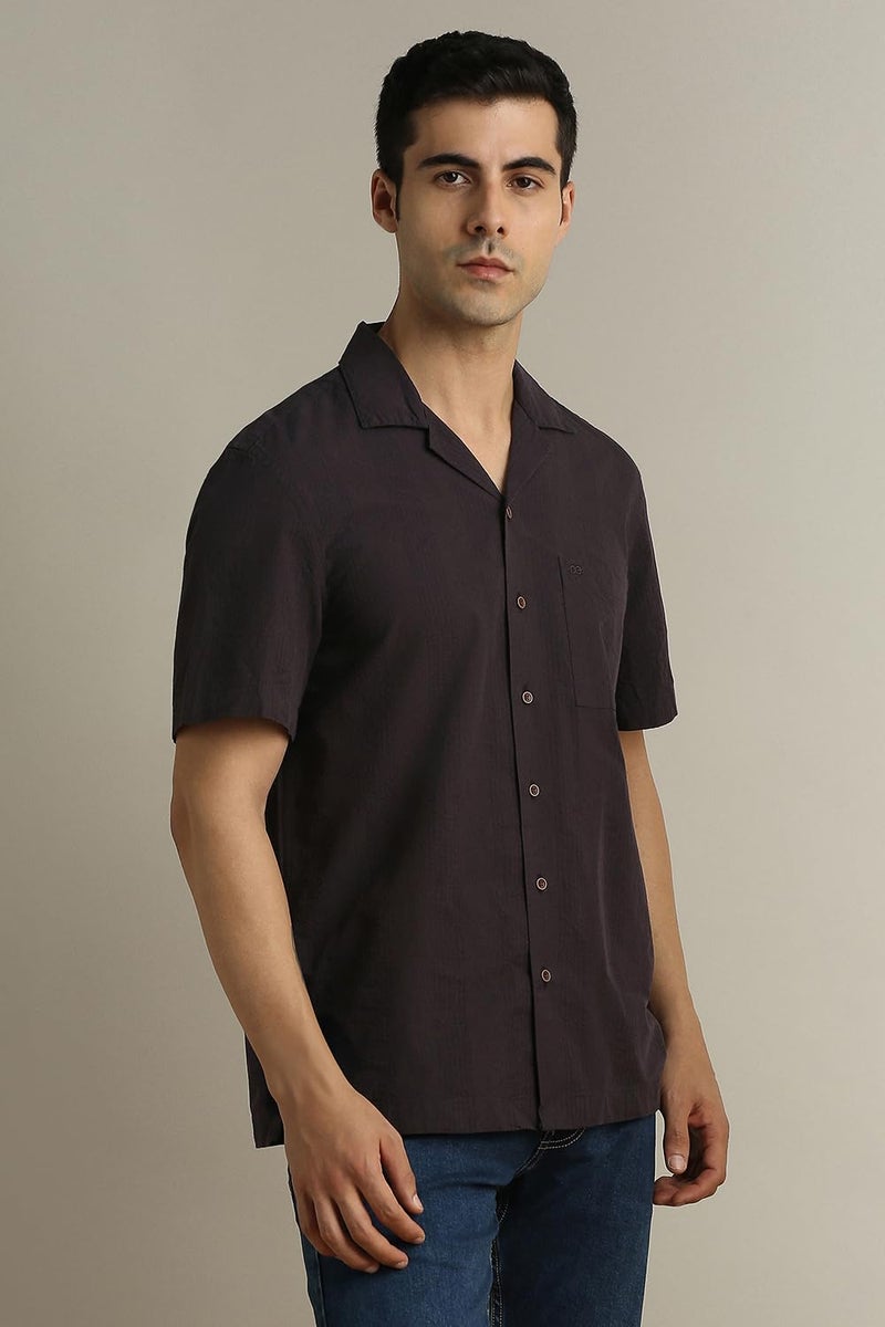 Peter England Men Brown Regular Fit Stripe Half Sleeves Casual Shirt - Image 3