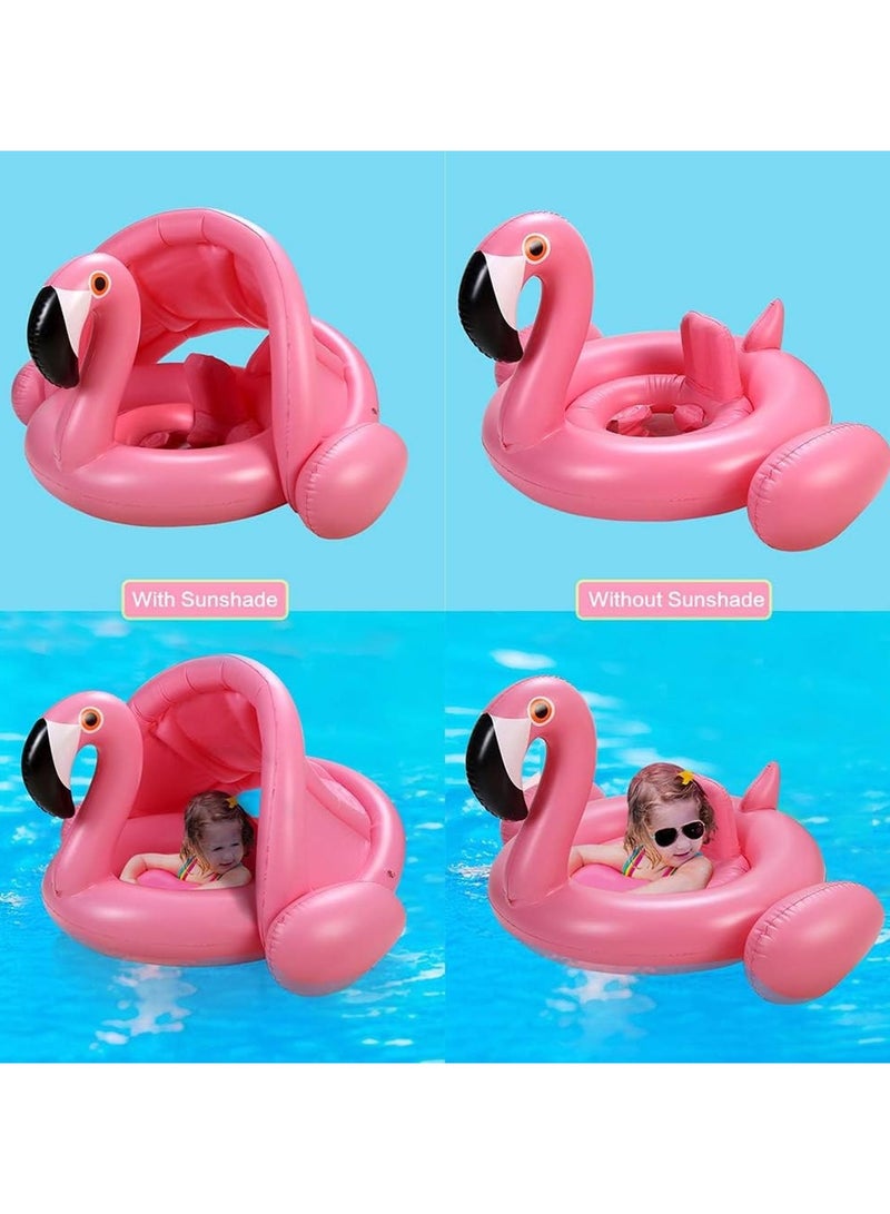 TAPIT Baby pool float,Swimming Pool Float Boat with Sun Protection Canopy Inflatable Pool Float Yacht Ring Awning Inflatable Swimming Training Float Seat for Boys Girls Summer Outdoor (Flamingo) - Image 4