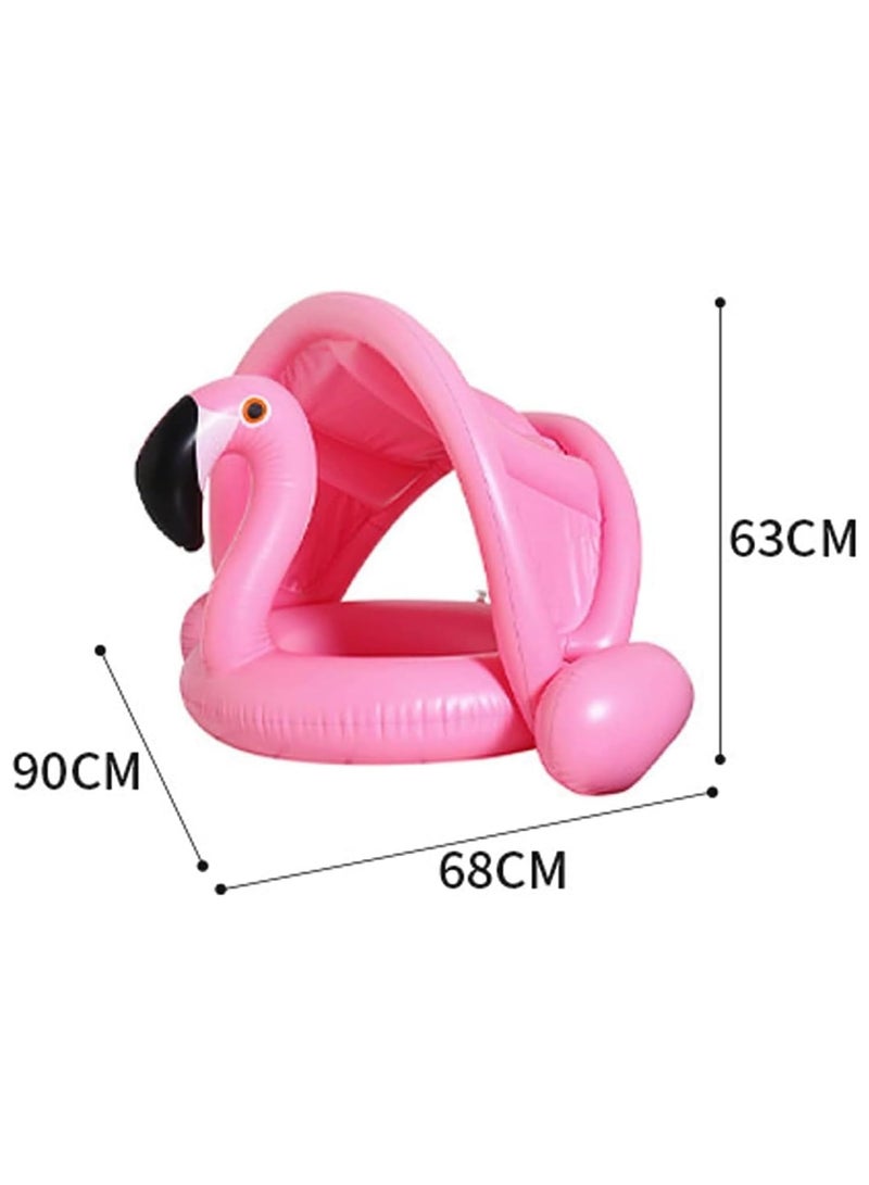 TAPIT Baby pool float,Swimming Pool Float Boat with Sun Protection Canopy Inflatable Pool Float Yacht Ring Awning Inflatable Swimming Training Float Seat for Boys Girls Summer Outdoor (Flamingo) - Image 5