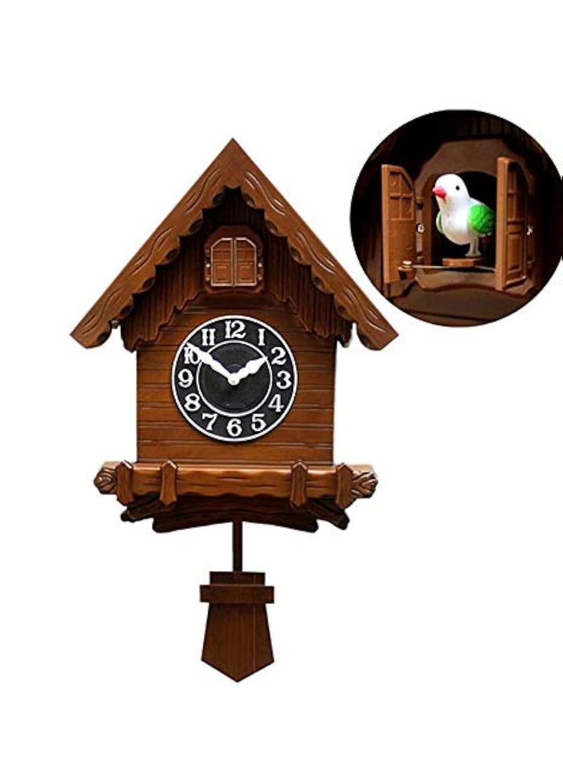 Three Secondz Three Secondz Open and Close Door Plastic Cuckoo Without Glass Wall Clock Full Brown Pack of 1 NO Music ONOff Button Analog 