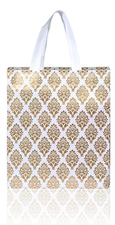 KOOGLY Small Size Shopping Bag | Carry Bag for Return Gifts | Gift Bags | Tote Bags Glossy Metallic White Printed Bag(Pack of10 Pcs)… - Image 2