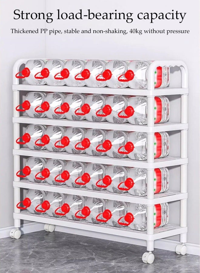 DUNISO 5 Tier Shoe Rack，Storage Shelf with Wheels，Rolling Free Standing Shoe Storage with Handles，for Bedroom, Closet, Living Room, Entryway - Image 5