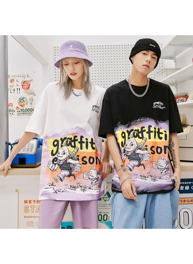 EPTISON casual Loose-fit Round Neck Printed Cotton T-shirt Short Sleeve Couple Outfit For Men & Women - Image 2