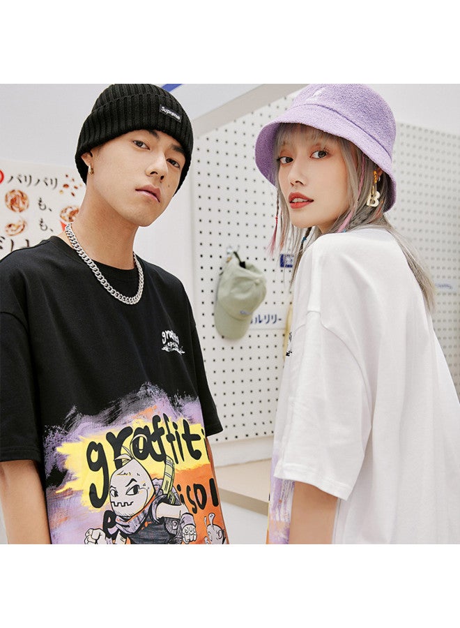 EPTISON casual Loose-fit Round Neck Printed Cotton T-shirt Short Sleeve Couple Outfit For Men & Women - Image 4