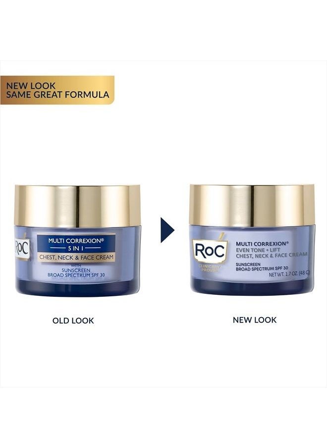 RoC - 5 In 1 Multi Correxion Chest, Neck And Face Moisturizer Cream With SPF 30, For Neck Firming and Wrinkles, Vitamin E And Shea Butter, Oil Free Skin Care, 1.7 Oz - Image 1